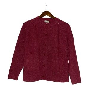 Vintage Aran‎ Woollen Mills Cardigan Women M Grannycore Lamb Wool Button Up